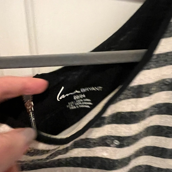 Lane Bryant Black and White Striped Sequin Tee - 22/24 - Picture 3 of 4